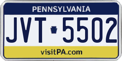 PA license plate JVT5502