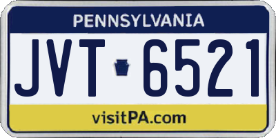 PA license plate JVT6521