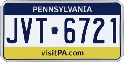 PA license plate JVT6721