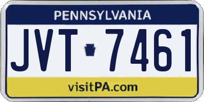 PA license plate JVT7461