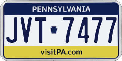 PA license plate JVT7477