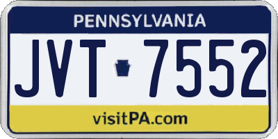 PA license plate JVT7552