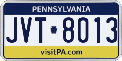 PA license plate JVT8013