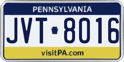PA license plate JVT8016