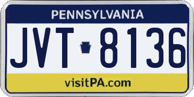 PA license plate JVT8136