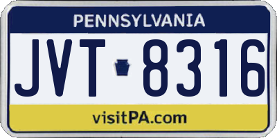 PA license plate JVT8316