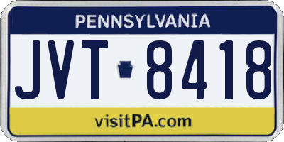PA license plate JVT8418