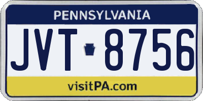PA license plate JVT8756