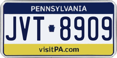 PA license plate JVT8909