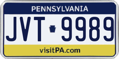 PA license plate JVT9989