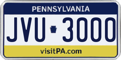 PA license plate JVU3000