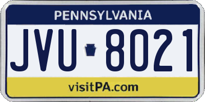 PA license plate JVU8021