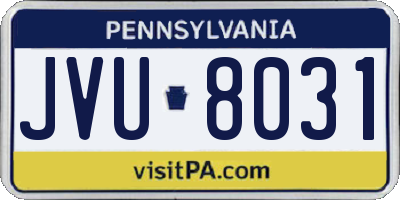 PA license plate JVU8031