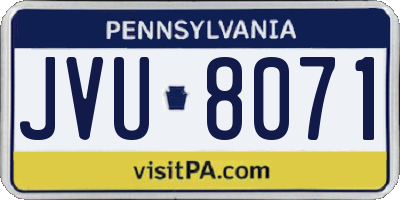 PA license plate JVU8071