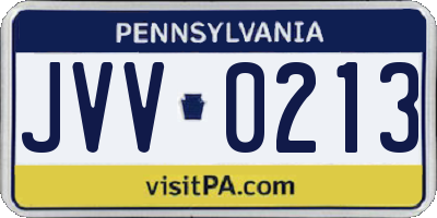 PA license plate JVV0213