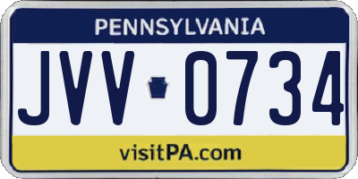 PA license plate JVV0734