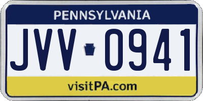 PA license plate JVV0941