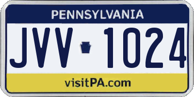 PA license plate JVV1024