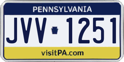 PA license plate JVV1251