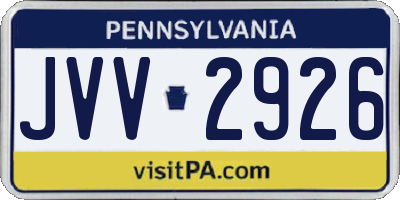 PA license plate JVV2926