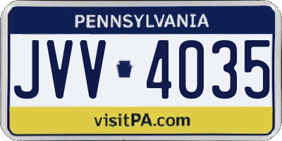 PA license plate JVV4035