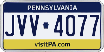 PA license plate JVV4077