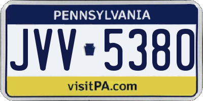 PA license plate JVV5380