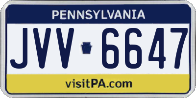 PA license plate JVV6647