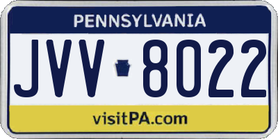 PA license plate JVV8022