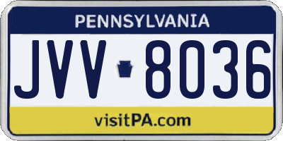 PA license plate JVV8036