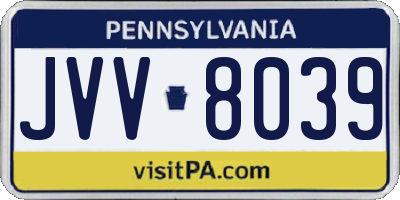 PA license plate JVV8039