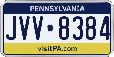 PA license plate JVV8384
