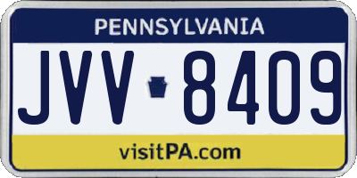 PA license plate JVV8409