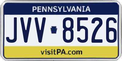 PA license plate JVV8526