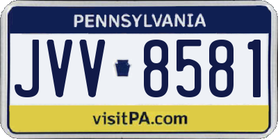 PA license plate JVV8581