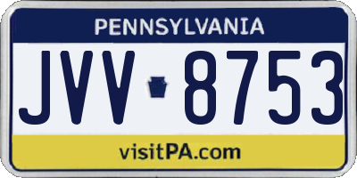 PA license plate JVV8753