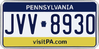 PA license plate JVV8930