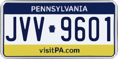 PA license plate JVV9601