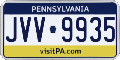 PA license plate JVV9935