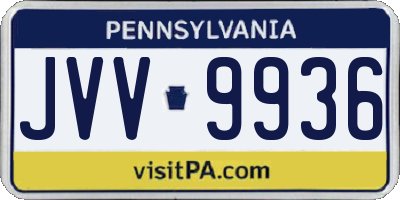 PA license plate JVV9936