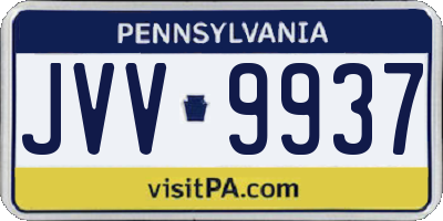 PA license plate JVV9937