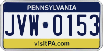 PA license plate JVW0153