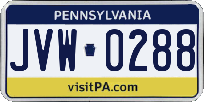 PA license plate JVW0288