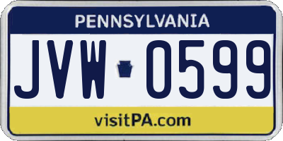 PA license plate JVW0599