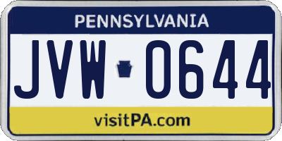 PA license plate JVW0644