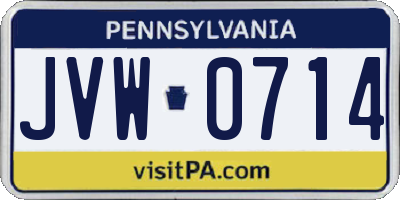 PA license plate JVW0714
