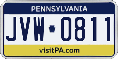 PA license plate JVW0811