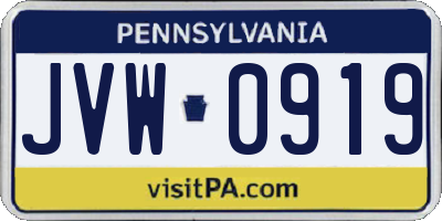 PA license plate JVW0919