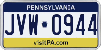 PA license plate JVW0944