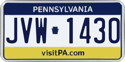 PA license plate JVW1430